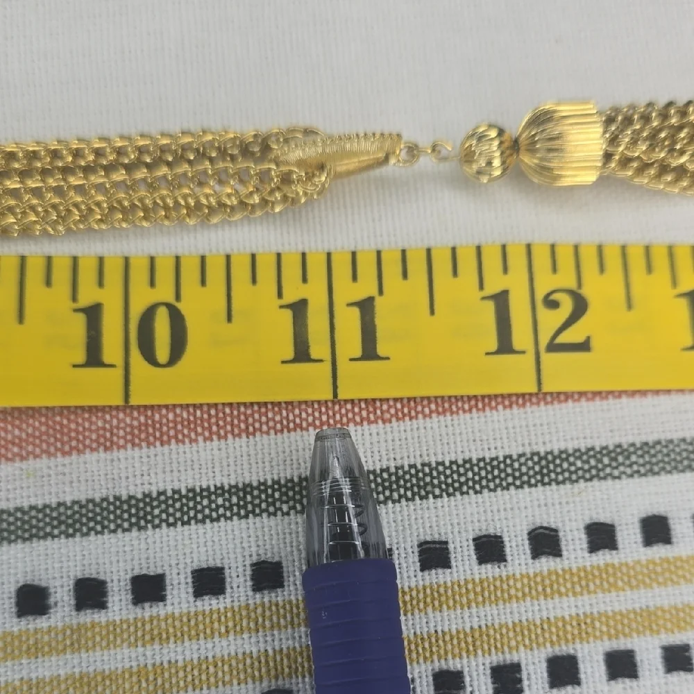 Vintage Multi-Strand Gold Tone Tassel Statement Necklace